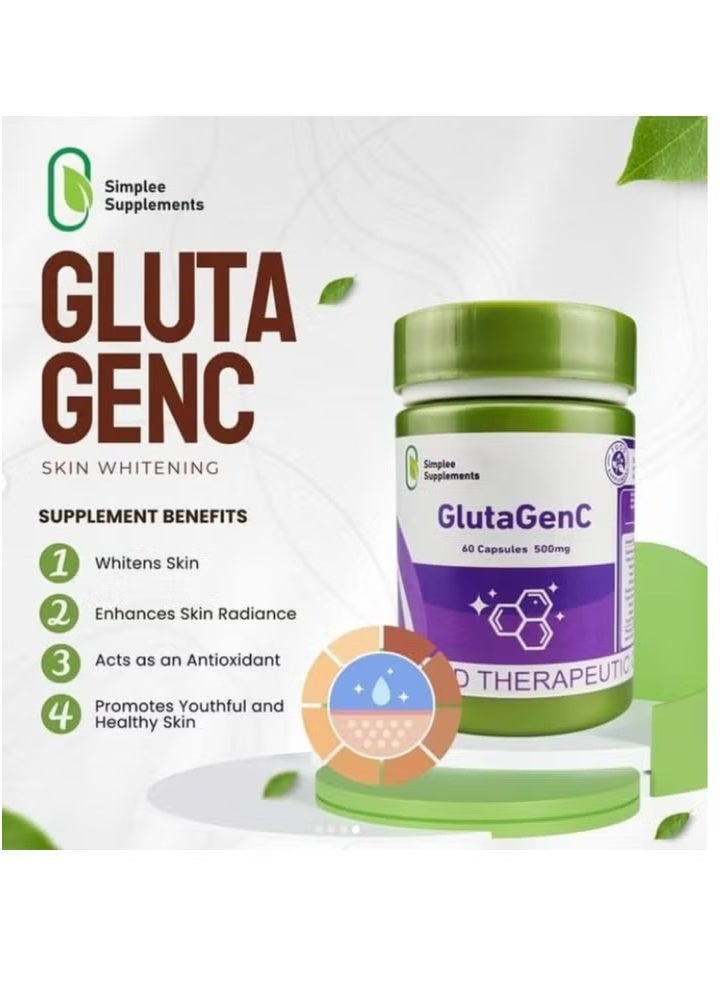 Simplee Supplements GlutaGenC 500mg Glutathione Capsules | 60 Capsules | Skin Brightening, Antioxidant, Youthful Skin Support - Image 5