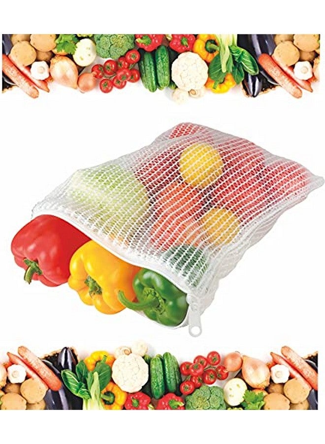 shalimar حقيبة ثلاجة خضروات قابلة لإعادة الاستخدام / حقيبة متعددة الأغراض - عبوة من 6 حقائب (طبيعي)، بلاستيك، بسحاب - Image 1