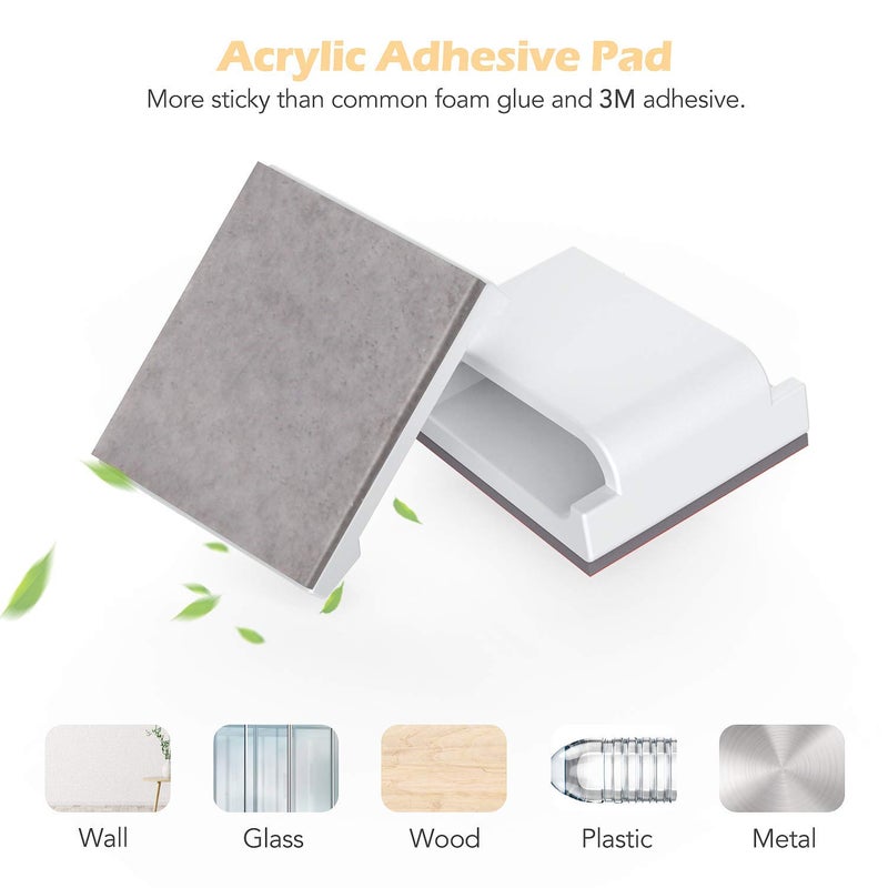 AGPTEK Ethernet Cable Clips, 60 PCS Adhesive Wire Clips, Flat Cord Clips Small Cable Holder Management for Home Wall Flat Ethernet Network Cord Organizer, Decoration Fairy Light Sticky Hooks, White - Image 2