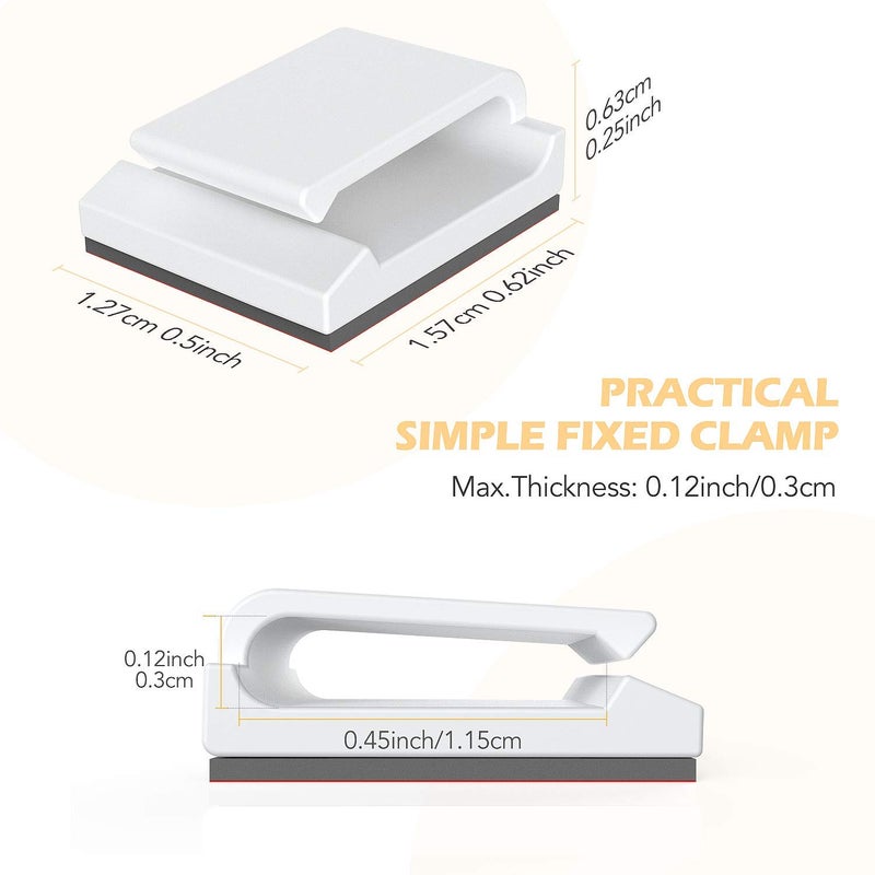 AGPTEK Ethernet Cable Clips, 60 PCS Adhesive Wire Clips, Flat Cord Clips Small Cable Holder Management for Home Wall Flat Ethernet Network Cord Organizer, Decoration Fairy Light Sticky Hooks, White - Image 3