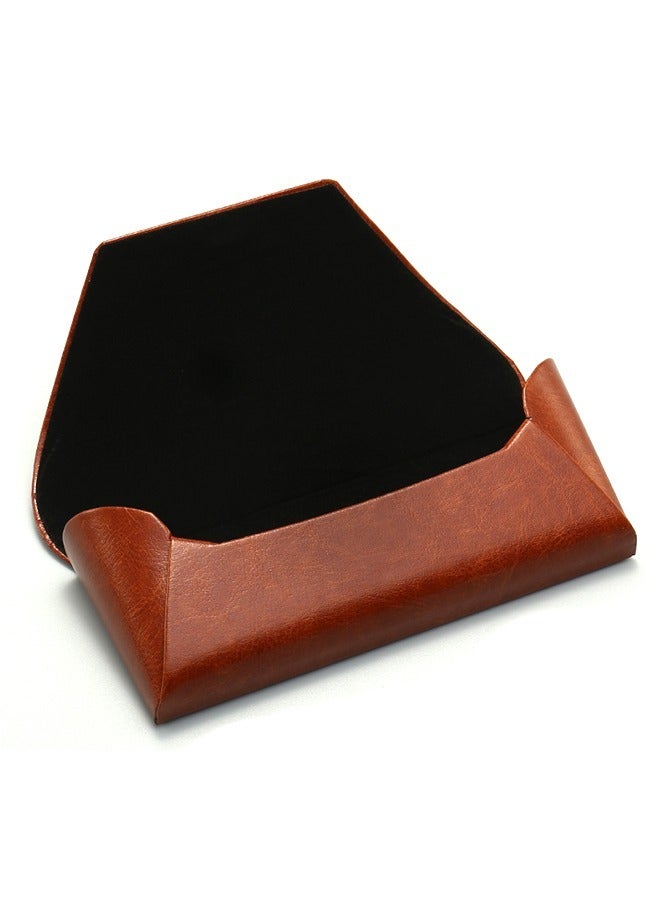 Retro Eyeglass Case Hard Shell, Portable Anti Fall PU Leather Sunglass Case, Presbyopic Eyeglass Fall Protector Holder (Brown) - Image 3