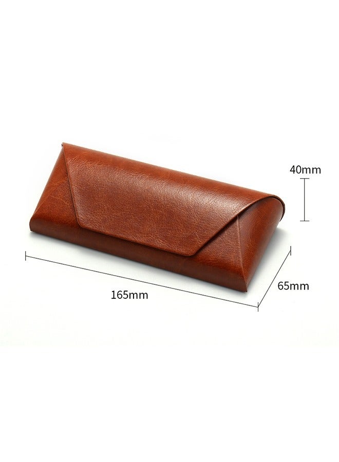 Retro Eyeglass Case Hard Shell, Portable Anti Fall PU Leather Sunglass Case, Presbyopic Eyeglass Fall Protector Holder (Brown) - Image 2