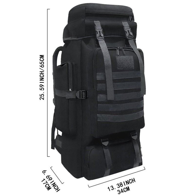 Wesoke 80L Hiking Camping Backpack Travel MOLLE Rucksack,Military Tactical Daypacks,Upgraded Thickened Adjustable Waterproof Large Capacity Outdoor Backpack (New Black) - Image 2