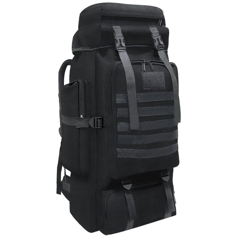 Wesoke 80L Hiking Camping Backpack Travel MOLLE Rucksack,Military Tactical Daypacks,Upgraded Thickened Adjustable Waterproof Large Capacity Outdoor Backpack (New Black) - Image 1