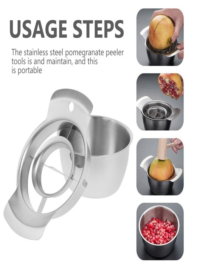 IMIKEYA Pomegranate Peeler Pomegranate Arils Removal Tool Stainless Steel Pomegranate Deseeder Peeling Tool Fruit Pomegranate Juicer with Bowl and Wooden Hammer - Image 2