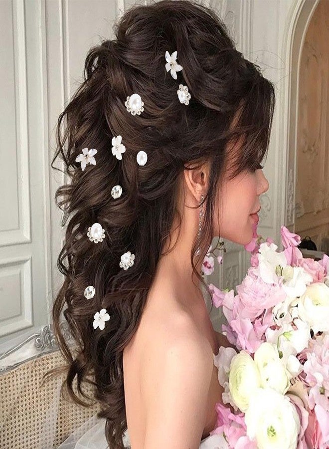 Cubaco 42 PCS Flower Wedding Hair Pins for Women CUBACO Bridal Crystal Hair Jewelry Bobby Pins Rhinestone Pearl Hair Accessories Silver U Shaped Hair Pins Decorative for Brides Bridesmaids Girls - Image 4