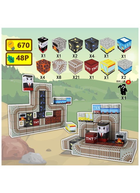 48PCS Mine train Magnetic Blocks, Build Mine Magnet World Set, Magnetic Blocks Building, Magnetic Tiles, Magnetic Construction Cube Toys, Buildable Game Elements Gifts, STEM Montessori Sensory Toys for Toddlers