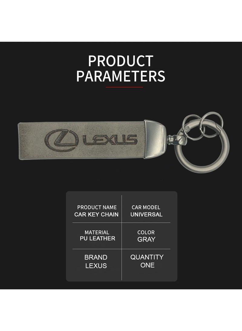 LEXUS lexus Premium Leather Keychain Super Finish Metal Ring  PU Leather Strap Keychain Home Key Chain Grey 1 Pcs  - Image 3