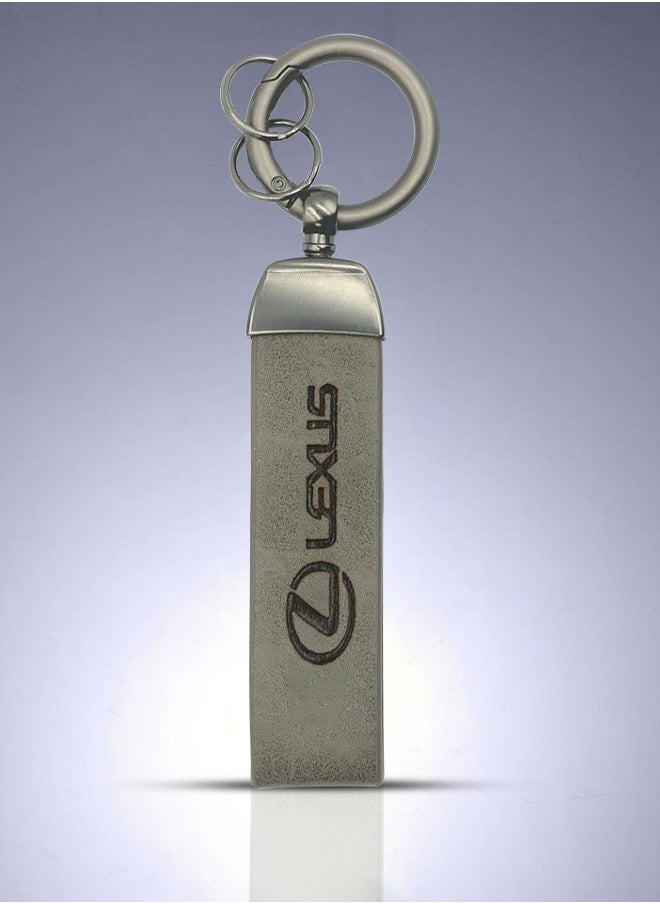 LEXUS lexus Premium Leather Keychain Super Finish Metal Ring  PU Leather Strap Keychain Home Key Chain Grey 1 Pcs  - Image 2