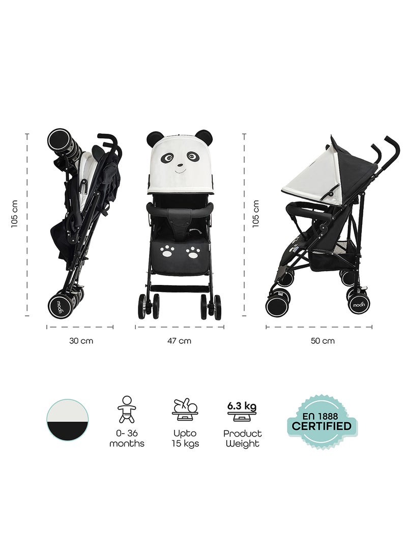 Moon Safari Animal-Themed Umbrella Stroller – Compact, Reclining Seat, Storage Basket, Shoulder Strap, Lightweight, Suitable 0m+ to 18kg – Panda - Image 5