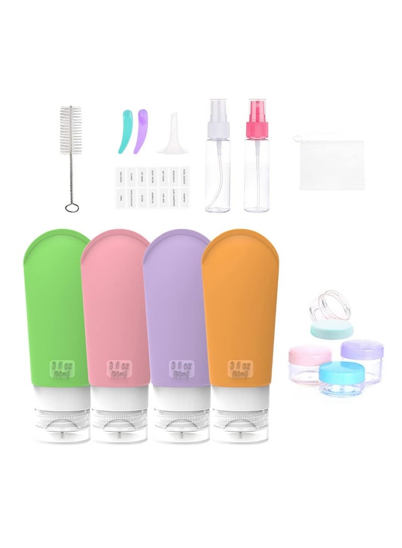 16 Pcs Travel Bottles Set for Toiletries Silicone Leakproof Refillable Containers TSA Approved Portable Squeezable for Shoo Body Wash - Image 1