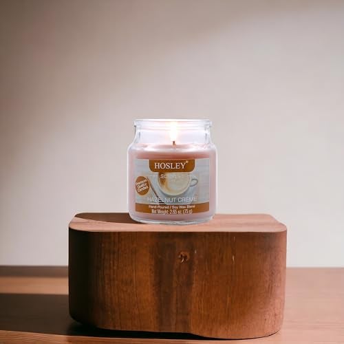 HOSLEY Hazelnut Creme Fragrance Jar Candle Pack of 1 (2.65 Oz Wax)|Fragrance Candles for Home|Scented Candles|Jar Candles|Burn Time 15 Hours|Gift Set|Home Decoration (Soy Blend Wax) - Image 1