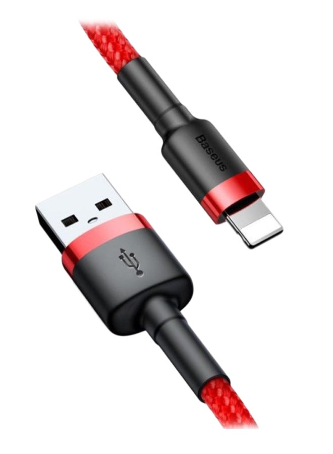 بيسوس كابل شحن USB إلى Lightning كافول من النايلون المضفر عالي الكثافة للشحن السريع متوافق مع هواتف آيفون 13 و12 و11 برو ماكس وميني وXS وX و8 و7 و6 و5 وSE وآي باد (بطول 2 متر) أحمر وأسود - Image 1