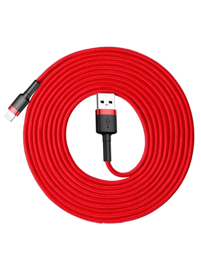 بيسوس كابل شحن USB إلى Lightning كافول من النايلون المضفر عالي الكثافة للشحن السريع متوافق مع هواتف آيفون 13 و12 و11 برو ماكس وميني وXS وX و8 و7 و6 و5 وSE وآي باد (بطول 2 متر) أحمر وأسود - Image 2