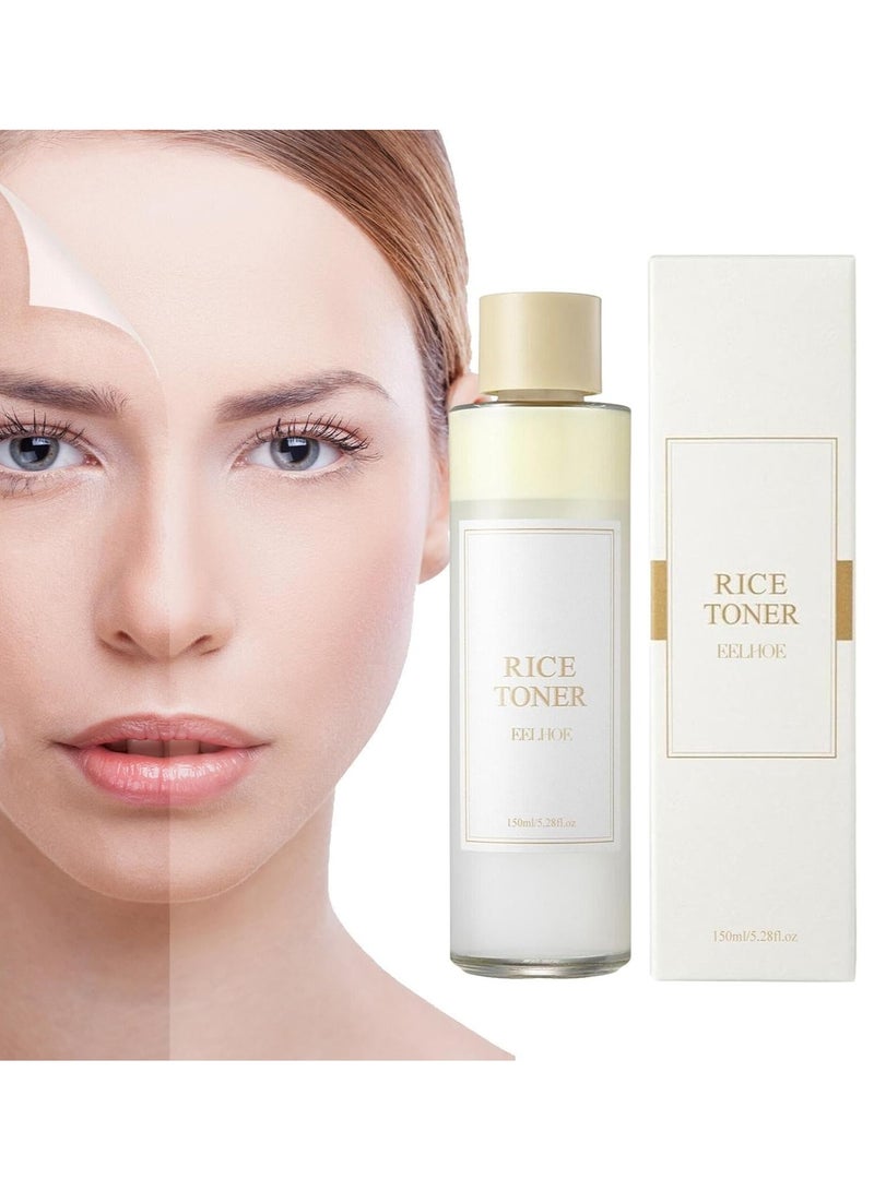 EELHOE Rice Toner 150ml,Rice Water Toner for Face Hydrating,Natural Glow Essence Toning Solution with Rice Extract,Soothing Toner for Deep Hydration Skin Care - Image 1