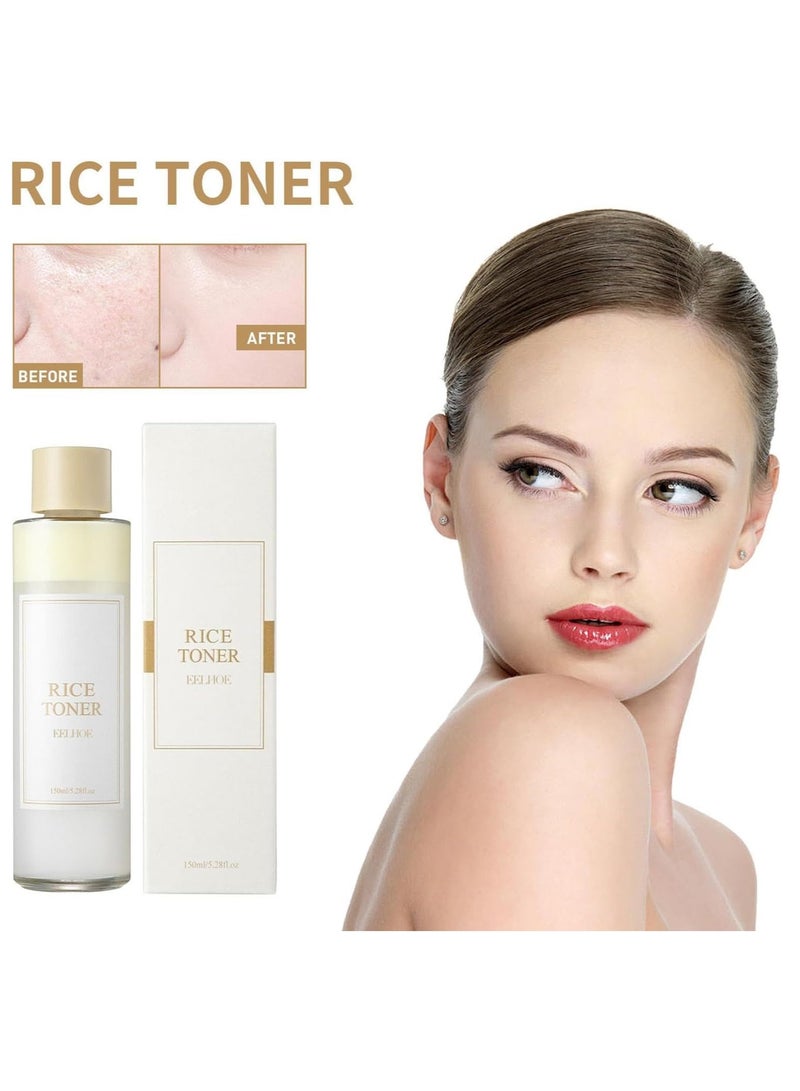 EELHOE Rice Toner 150ml,Rice Water Toner for Face Hydrating,Natural Glow Essence Toning Solution with Rice Extract,Soothing Toner for Deep Hydration Skin Care - Image 3