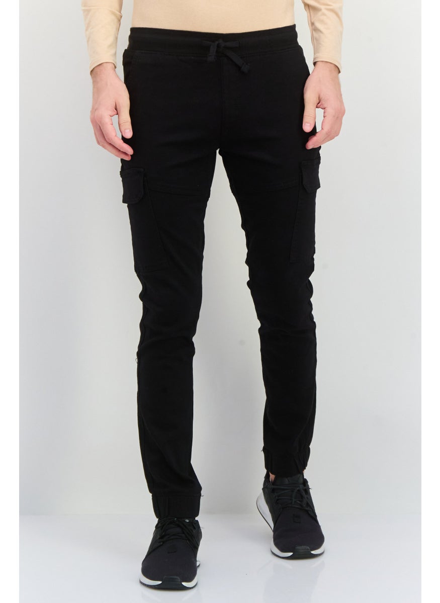 CROSSHATCH Men Tapered Fit Solid Cargo Pants, Black  - Image 1