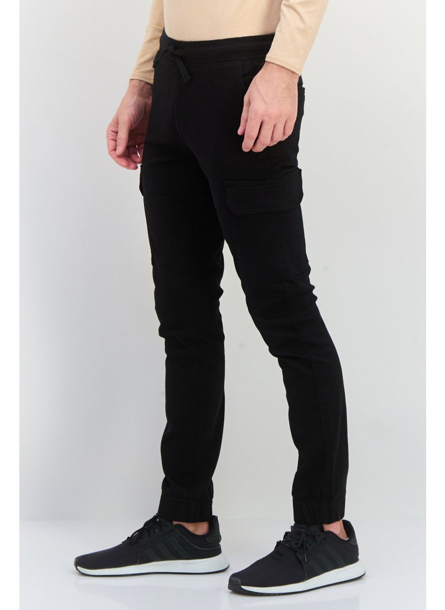 CROSSHATCH Men Tapered Fit Solid Cargo Pants, Black  - Image 3
