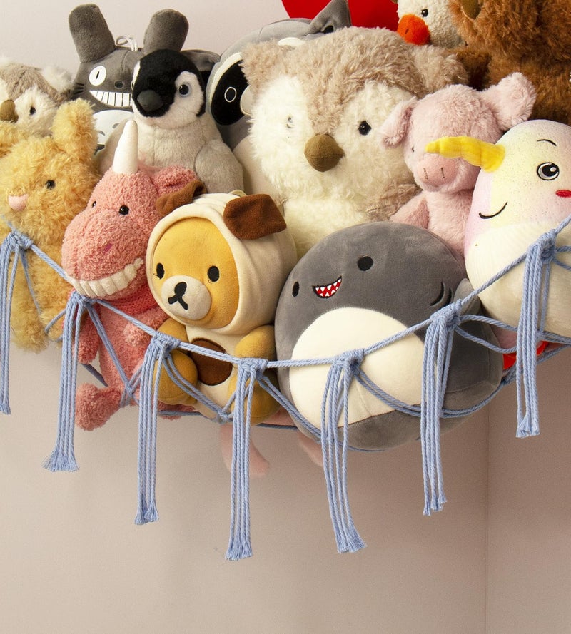 mirolam Stuffed Animal Storage Hammock Large Toy Hammock Net for Stuffed Animals Corner - Blue Plush Stitch Stuff Huggy Wuggy Toy Storage Room Decor - Image 3