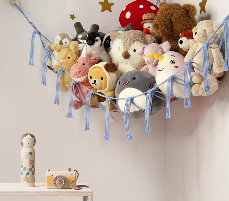 mirolam Stuffed Animal Storage Hammock Large Toy Hammock Net for Stuffed Animals Corner - Blue Plush Stitch Stuff Huggy Wuggy Toy Storage Room Decor - Image 2