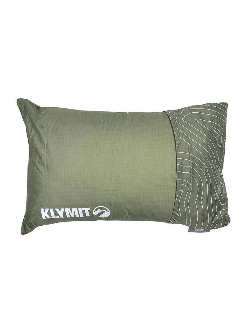 Klymit Drift Camping Pillow, Shredded Memory Foam Travel Pillow with Reversible Cover for Outdoor Use, Green, Regular - Image 1