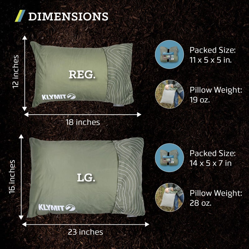 Klymit Drift Camping Pillow, Shredded Memory Foam Travel Pillow with Reversible Cover for Outdoor Use, Green, Regular - Image 4
