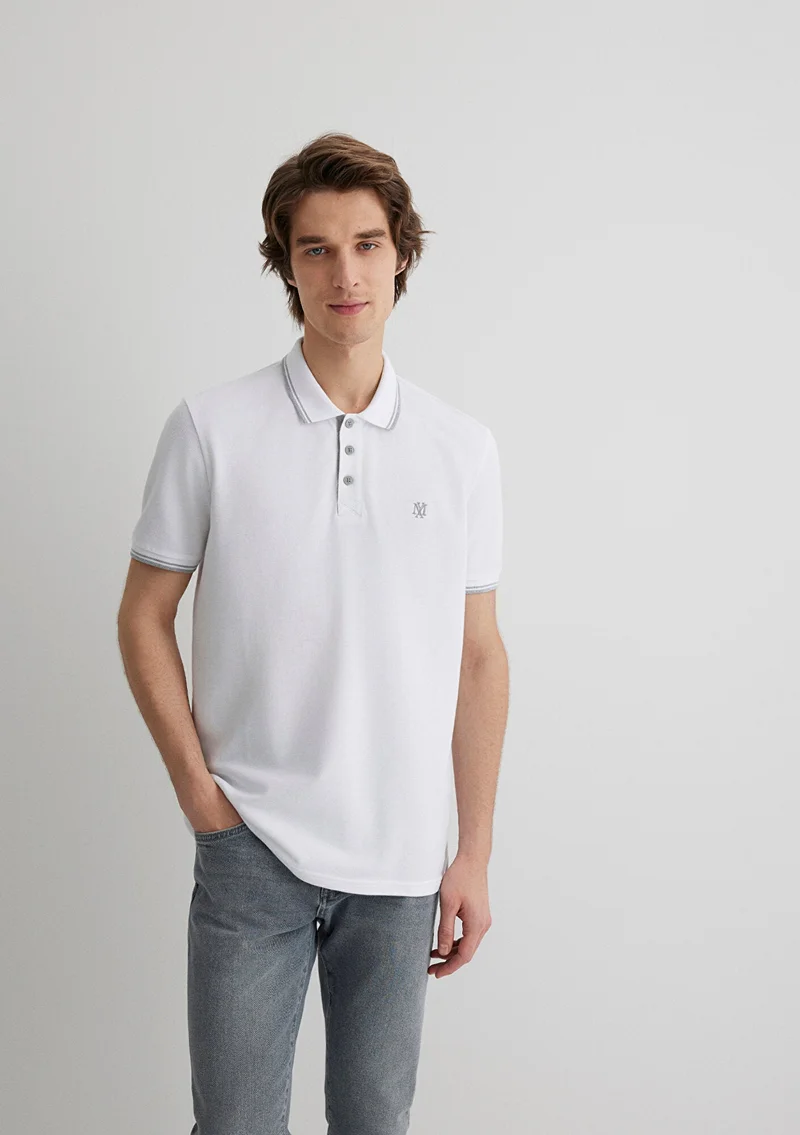 مافي Collar Detailed White Polo