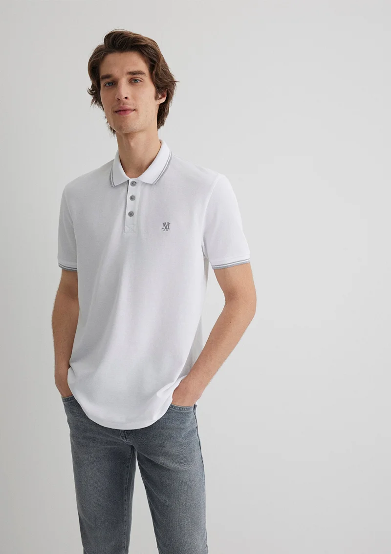 مافي Collar Detailed White Polo