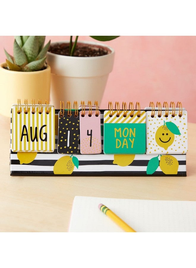Paper Junkie Lemon Perpetual Flip Calendar For Office Desktop, Classroom Supplies, Desk Calendar With Day, Date, And Month Display For Planning, Home, Kitchen Decor (8 X 3.5 Inches) - Image 3