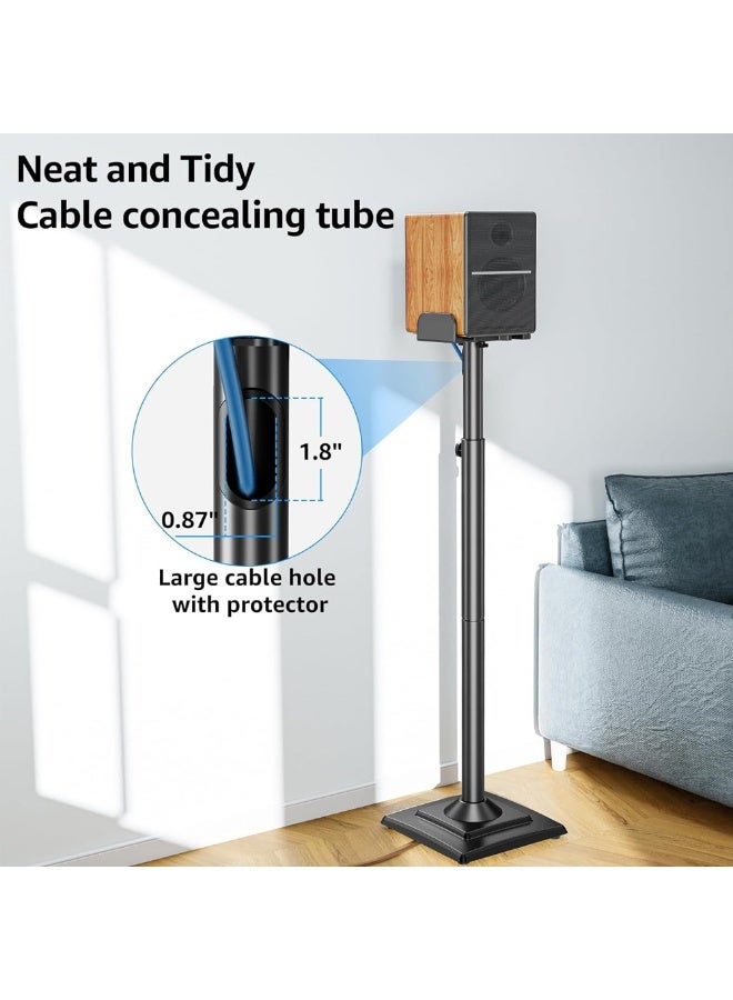 FlashHawk Universal Speakers Stands Pair 34" to 43" Height Adjustable Holds Bookshelf Speakers Satellite Speakers Up to 11LBS Cable Concealing 1 Pair Spring-Loaded Plate Extends to 10" - Image 4