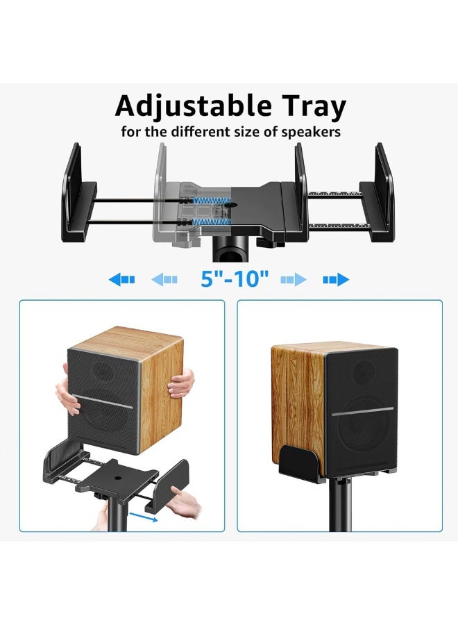 FlashHawk Universal Speakers Stands Pair 34" to 43" Height Adjustable Holds Bookshelf Speakers Satellite Speakers Up to 11LBS Cable Concealing 1 Pair Spring-Loaded Plate Extends to 10" - Image 2