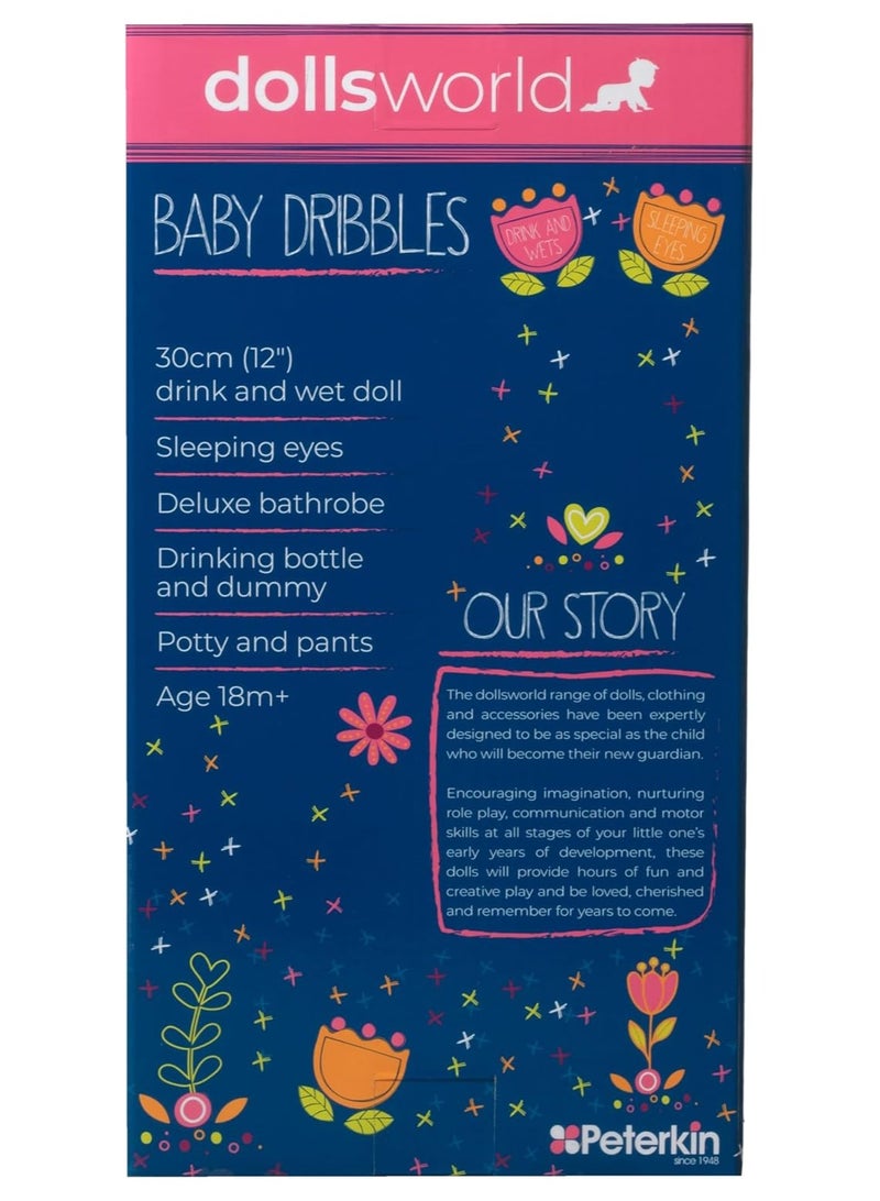 دولز وورلد دمية بيبي دريبلز 12 إنش - دمية طفل واقعية ذات جسم ناعم لشريحة الأطفال من 18 شهرًا فما فوق من بيتركين - Image 2