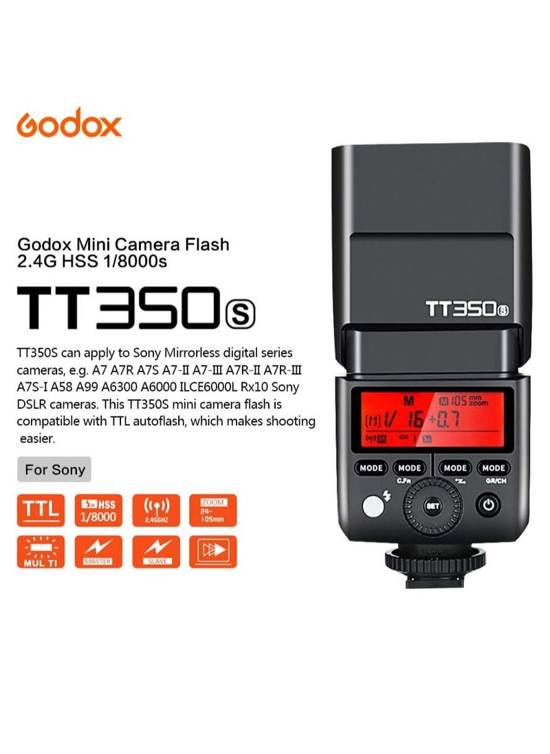 Godox TT350S Flash Speedlite for Sony Camera, 2.4G Wireless GN36 1/8000s HSS TTL Camera Flash Compatible for Sony Camera A7 A7R A7S A7-II A7-III A7R-II A7R-III A7S-II A6300 A6000 etc  - Image 3