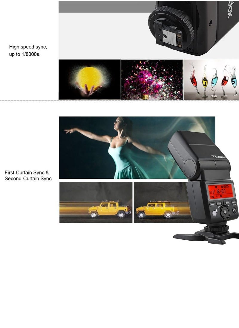 Godox TT350S Flash Speedlite for Sony Camera, 2.4G Wireless GN36 1/8000s HSS TTL Camera Flash Compatible for Sony Camera A7 A7R A7S A7-II A7-III A7R-II A7R-III A7S-II A6300 A6000 etc  - Image 5