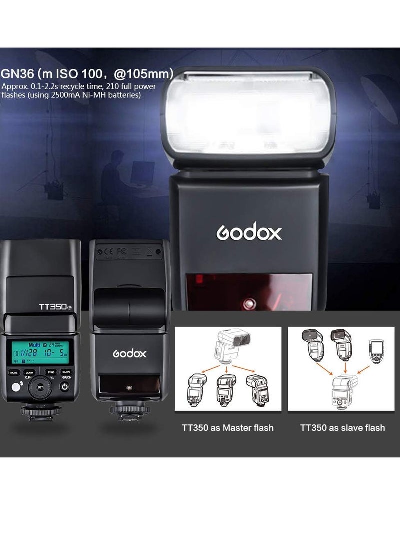 Godox - TT350S Flash Speedlite for Sony Camera, 2.4G Wireless GN36 1/8000s HSS TTL Camera Flash Compatible for Sony Camera A7 A7R A7S A7-II A7-III A7R-II A7R-III A7S-II A6300 A6000 etc - Image 1