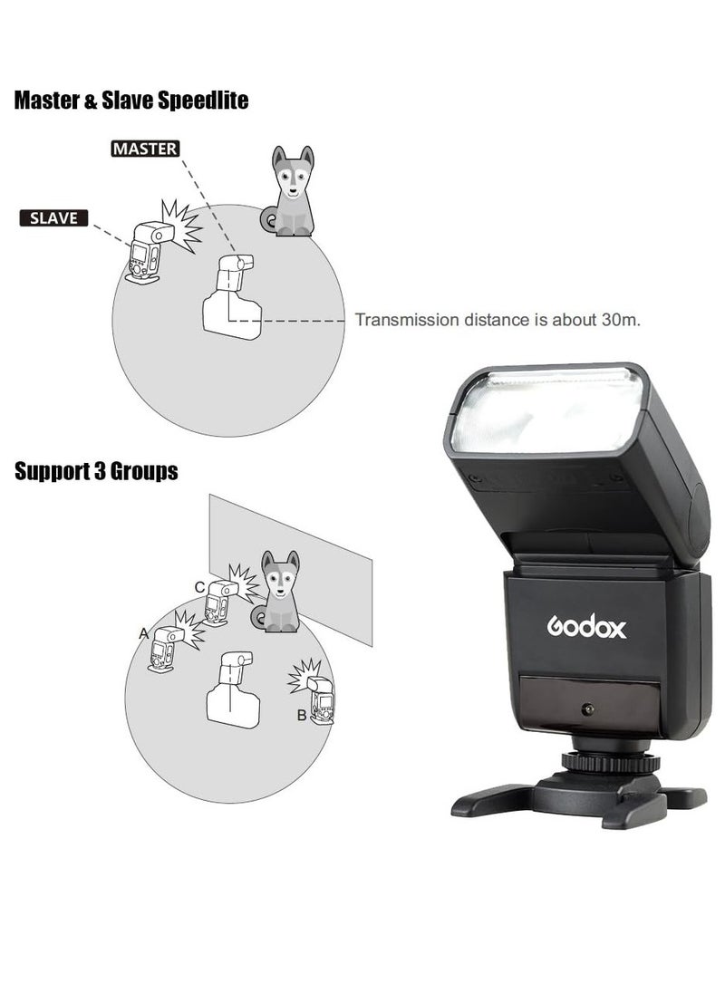 Godox - TT350S Flash Speedlite for Sony Camera, 2.4G Wireless GN36 1/8000s HSS TTL Camera Flash Compatible for Sony Camera A7 A7R A7S A7-II A7-III A7R-II A7R-III A7S-II A6300 A6000 etc - Image 1