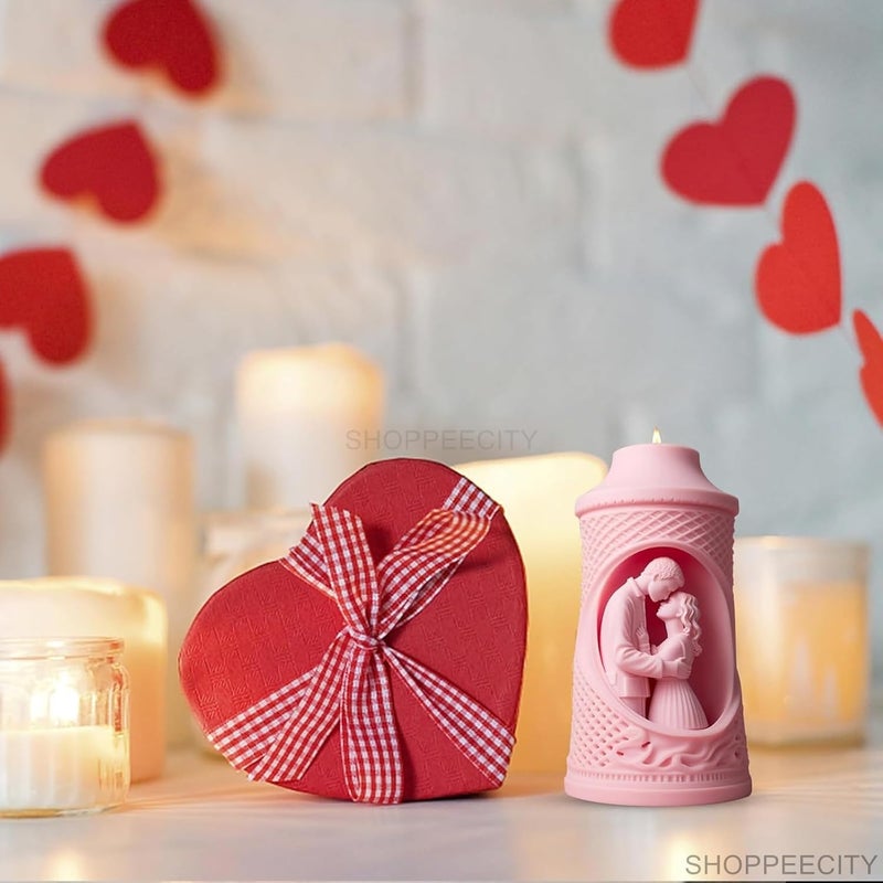 Shoppeecity 3D Love Couple Silicone Candle Mold Couple Column Candle Mould Couple Bride and Groom Statue Roman Column Pillar Lovers Embrace Resin Mold Wedding Couple Mold For DIY Handmade Chocolate Dessert Soap Cake Resin Art Craft Making Valentines Day B - Image 5