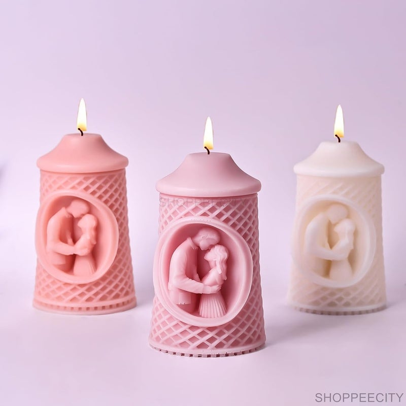 Shoppeecity 3D Love Couple Silicone Candle Mold Couple Column Candle Mould Couple Bride and Groom Statue Roman Column Pillar Lovers Embrace Resin Mold Wedding Couple Mold For DIY Handmade Chocolate Dessert Soap Cake Resin Art Craft Making Valentines Day B - Image 3