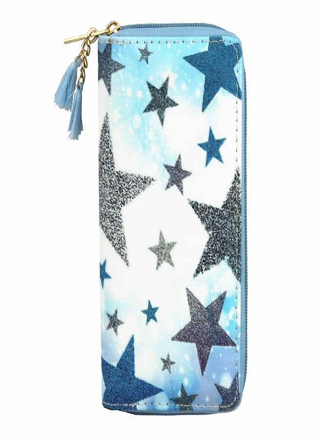 Timlee Cute Blue Star Zipper Wallet Long Clutch Bag PU Leather Purse,Women Wallet For Girls Christmas Gift(0316A) - Image 1
