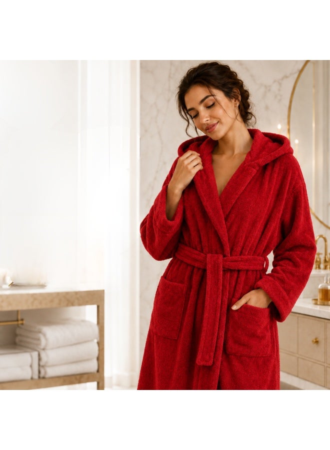 TM HOME Luxury Hotel Bathrobe Hoddie – 100% Natural Cotton with Premium Plush Texture  – Ultra-Soft, Absorbent & Elegant Unisex Design - Image 1