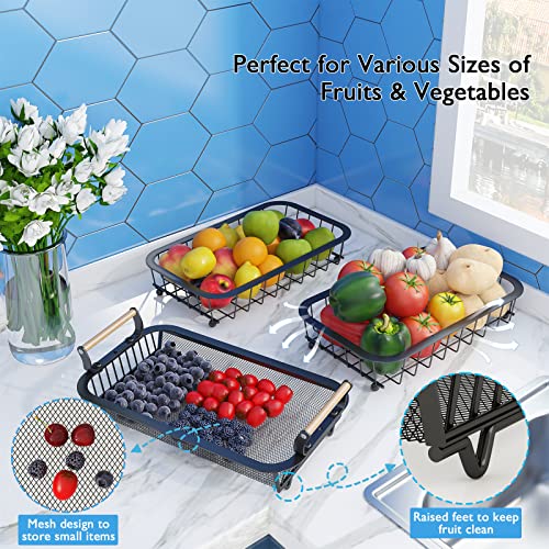 ANTOPY 3 Tier Fruit Basket with 2 Banana Hangers, Countertop Fruit Vegetable Basket Bowl for Kitchen Counter Metal Mesh Basket Fruits Stand Produce Holder Organizer for Onion Potato Bread Snack Veggie - Image 5