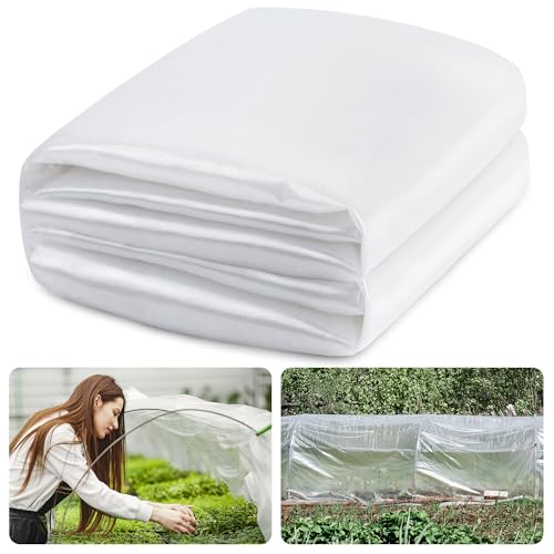 warmfarm 6 Mil Clear Greenhouse Plastic Sheeting,Transparent Plastic Film for Greenhouse, UV Resistant Polyethylene Film for Farm,Garden (8ftx12ft) - Image 1