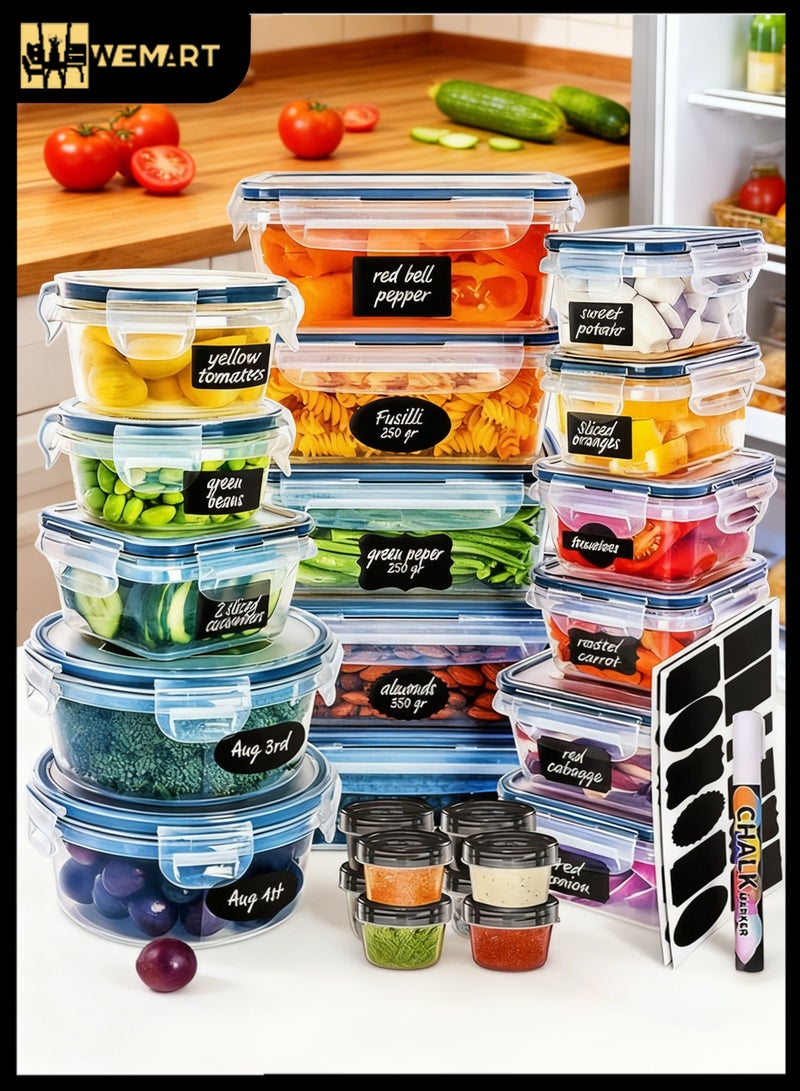 WEMART 48-Pack Food Storage Containers with Lids, Meal Prep Containers, Airtight Lunch Containers Lunch Boxes with Snap-Lock Lids, Microwave, Oven, Freezer and Dishwasher Safe - Image 1
