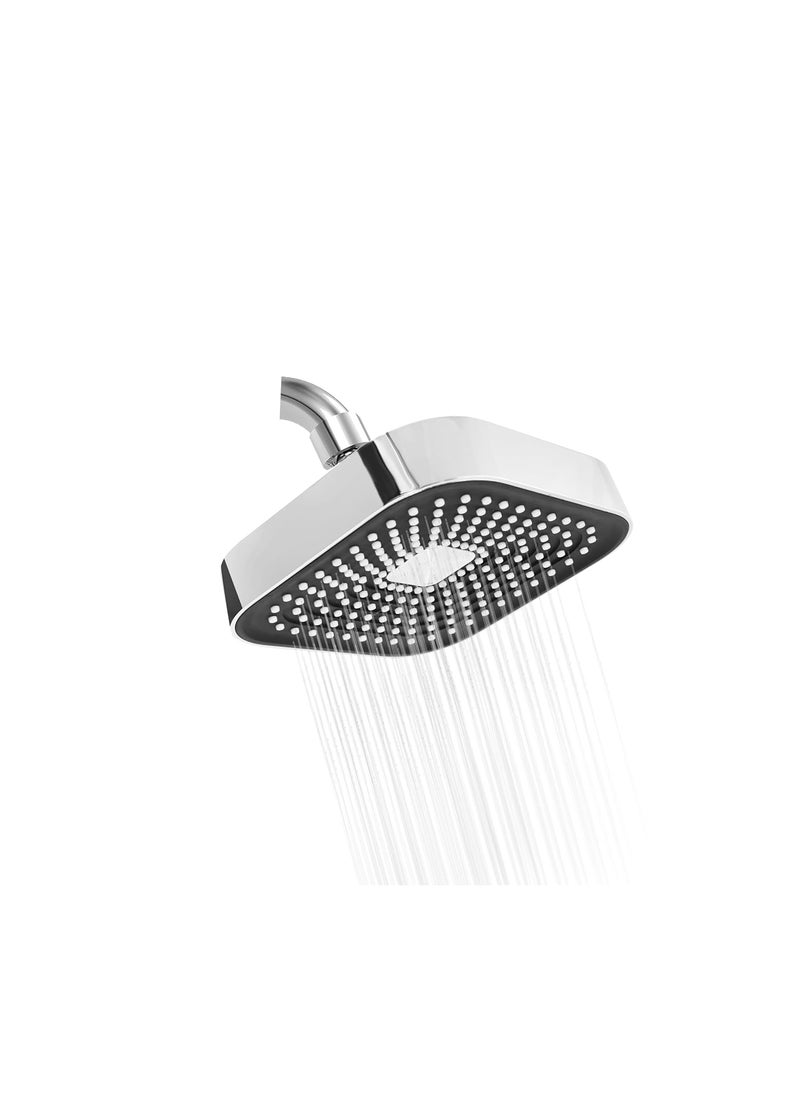 FOSSA Fossa 6"x6" Square Alpha Wave Shower Head - High Pressure Rain - Luxury Design - 1-Min Install - Easy Clean Adjustable for Your Bathroom Shower Heads Chrome Finish (Without Arm) 
