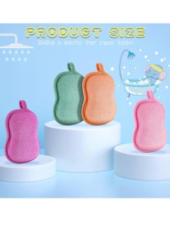 Tatuo 4 Pieces Baby Bath Sponge Cotton Baby Sponge Soft and Absorbent Sponge for Kids Babies Men Women (Red, Purple, Green, Orange)  - Image 2