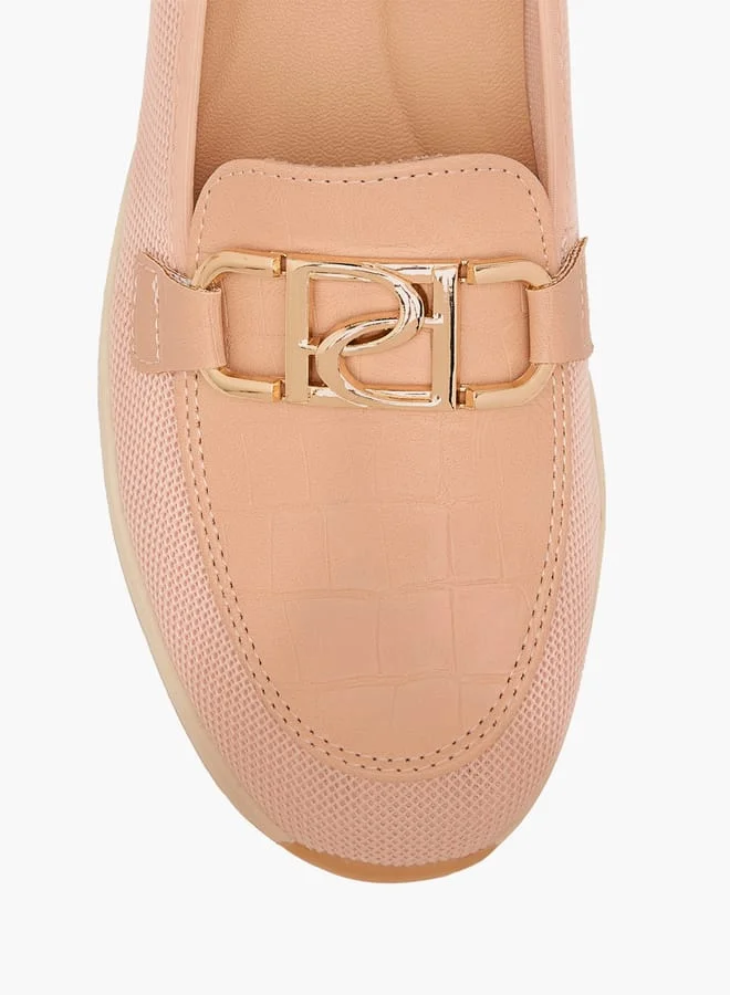 Paprika Women Panelled Slip-On Loafers with Metal Accent