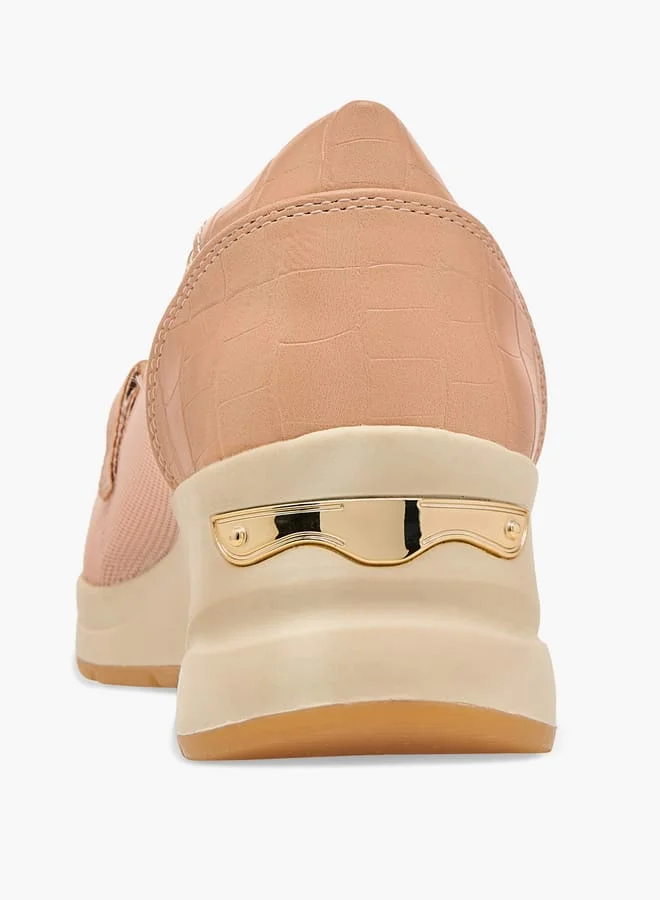 Paprika Women Panelled Slip-On Loafers with Metal Accent