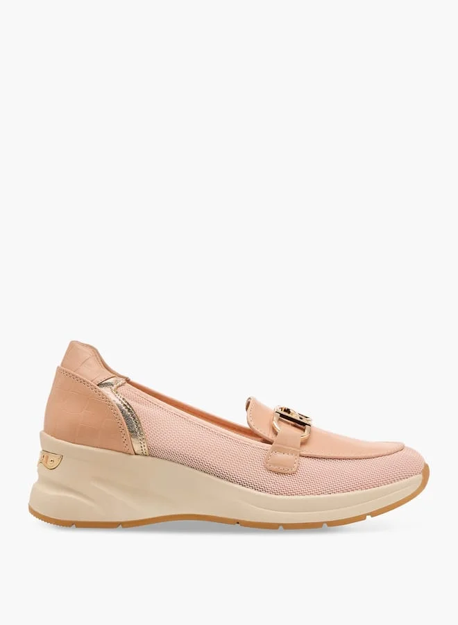 Paprika Women Panelled Slip-On Loafers with Metal Accent
