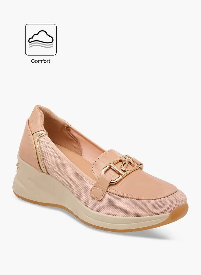 Paprika Panelled Slip-On Comfort Loafers With Metal Accent