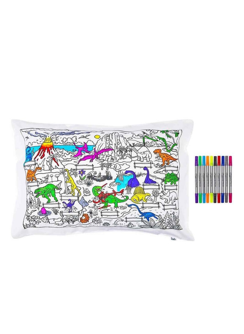 eatsleepdoodle Coloring Pillowcase, Dinosaur  - Image 1